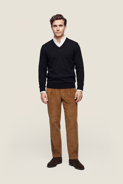 Pullover merino wol v-hals | Navy