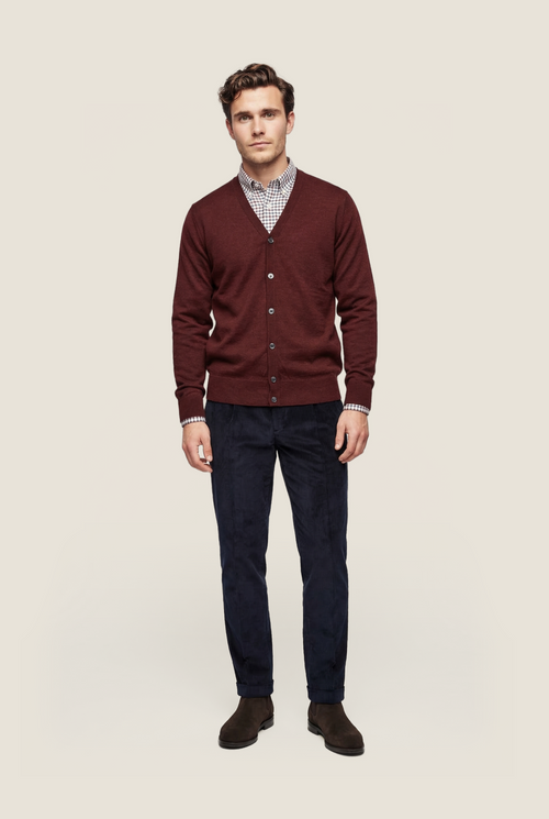 Knoop Vest fijn Merinowol | Bordeaux