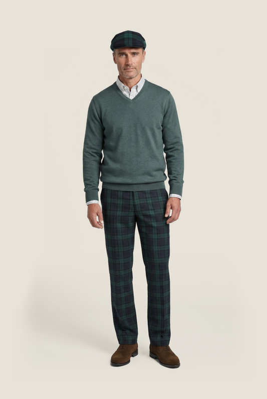 Pullover V-Hals Cotton/Cashmere | Zeewier Groen