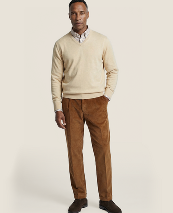 Pullover V-Hals Cotton/Cashmere | Beige