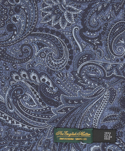 Zijden Wollen Sjaal | Navy Paisley Groot