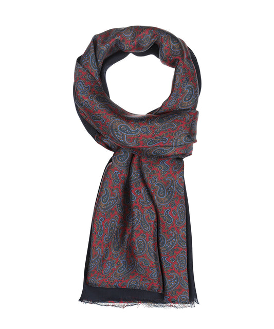 Zijden Wollen Sjaal | Rood Paisley Klein