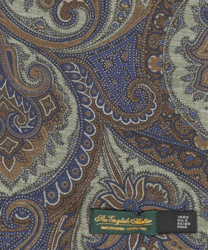 Zijden Wollen Sjaal | Blauw groen Pailsey Groot