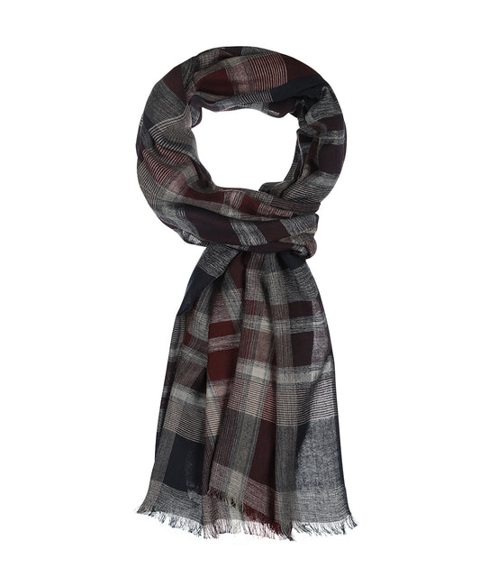 Katoen Viscose Sjaal | Rood Navy Multi