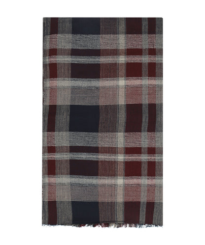 Katoen Viscose Sjaal | Rood Navy Multi