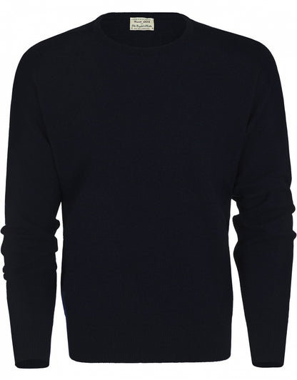 William Lockie Rundhalspullover aus Lammwolle | Marineblau