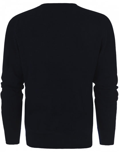 William Lockie Rundhalspullover aus Lammwolle | Marineblau