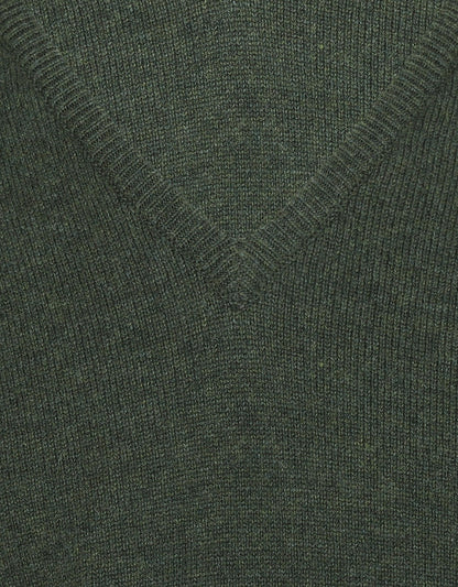William Lockie V-Ausschnitt-Pullover aus Lammwolle | Rosmarin