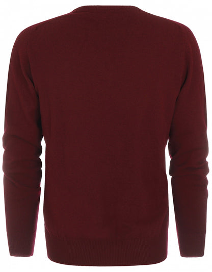 William Lockie V-neck Lambswool Pullover | Bordeaux