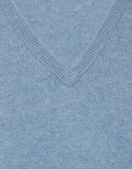 Pullover klassiek Lamswol v-hals | Blauw