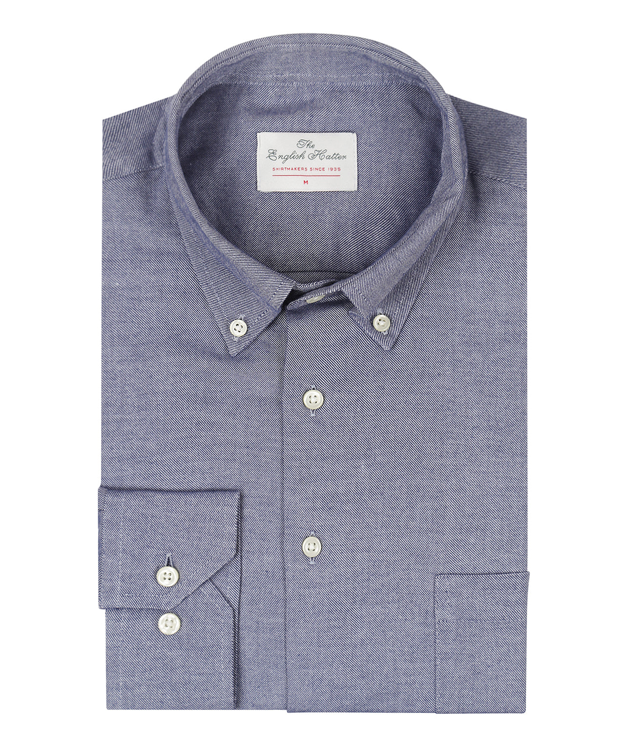 Brushed Cotton Shirt Button Down | Donkerblauw