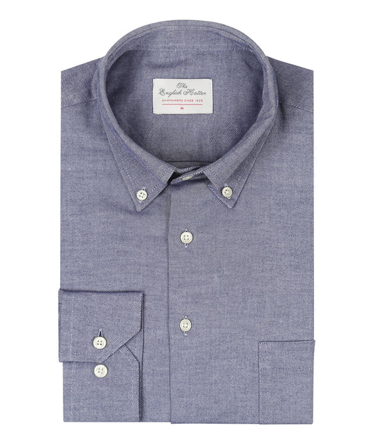 Brushed Cotton Shirt Button Down | Donkerblauw