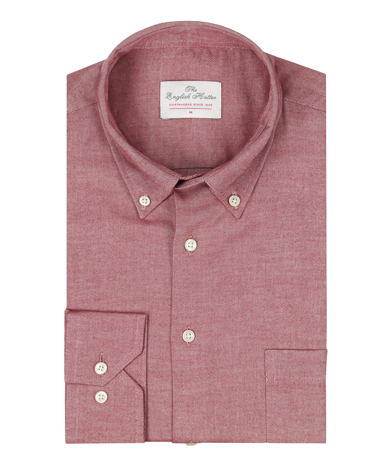Brushed Cotton Shirt Button Down | Bordeaux Rood