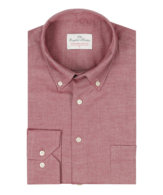 Brushed Cotton Shirt Button Down | Bordeaux Rood
