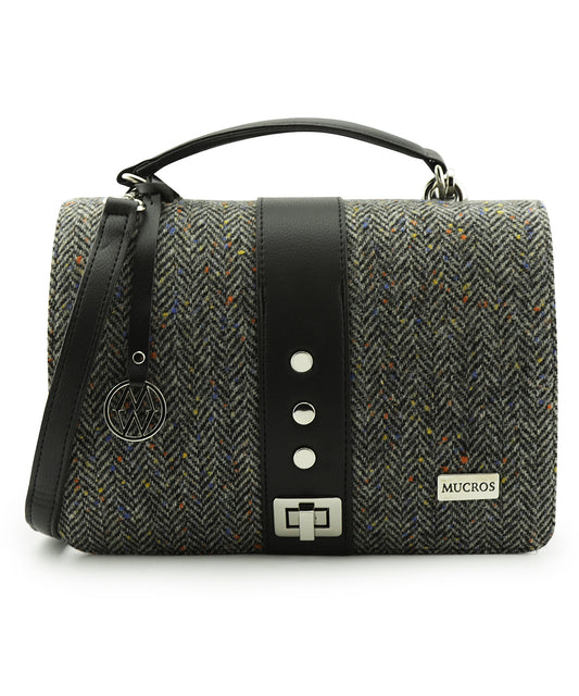 Tas Fiona | Zwart Grijs Visgraat