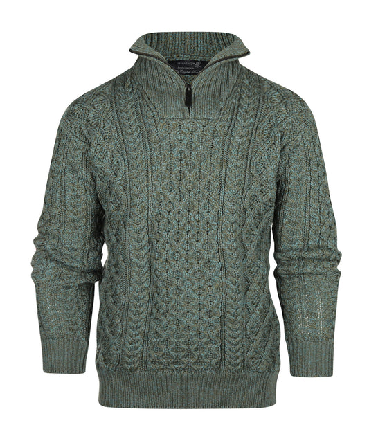Aran Half Zip | Fern Marl