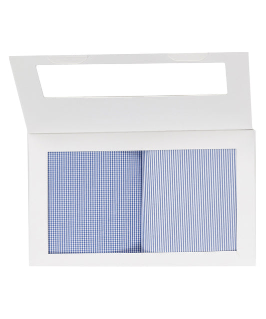 Zakdoek 2-Box | Licht Blauw Ruit/Streep Fijn