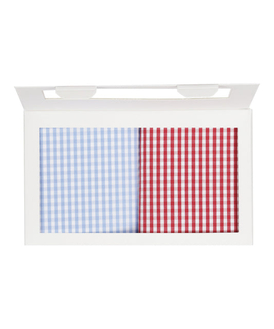 Zakdoek 2-Box | Licht Blauw Rood Ruit