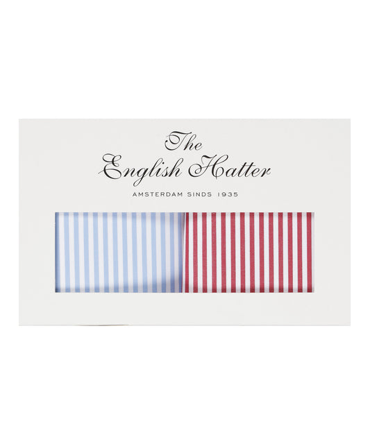 Zakdoek 2-Box | Licht Blauw Rood Streep