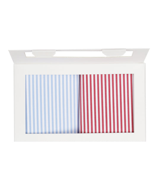 Zakdoek 2-Box | Licht Blauw Rood Streep