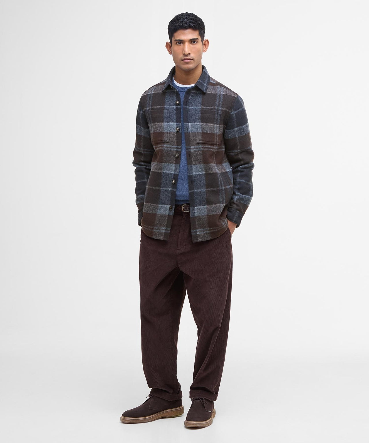 Chapter Tailored Check Overshirt | Blauw Bruin Ruit
