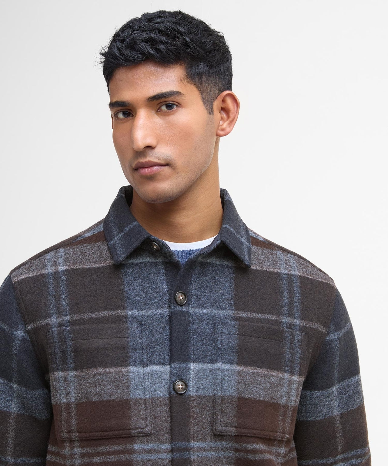 Chapter Tailored Check Overshirt | Blauw Bruin Ruit