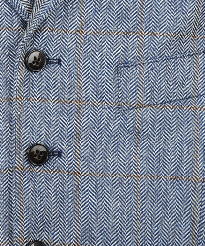 Gilet Zijde | Grijs Blauw Ruit