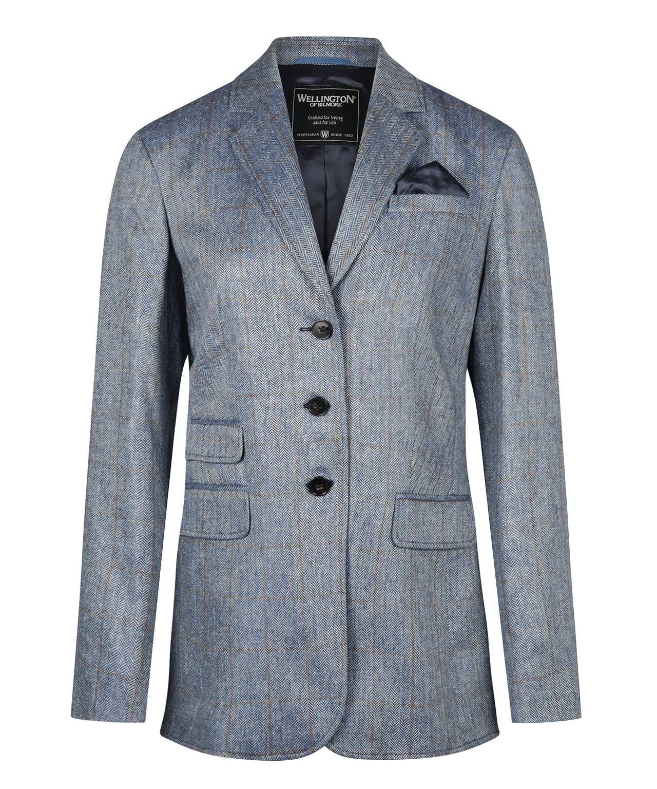 Kolbert Zijde Dames | Blauw Grijs Ruit