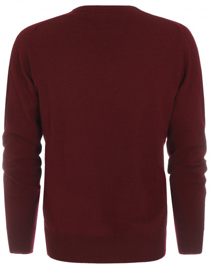 William Lockie V-neck Lambswool Pullover | Bordeaux