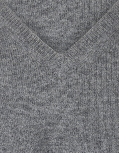 Lamswol V-Hals Pullover | Grijs