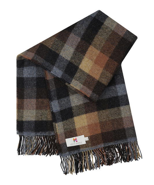 Plaid Shetland | Brown CharcoalGrey Rust Box Plaid