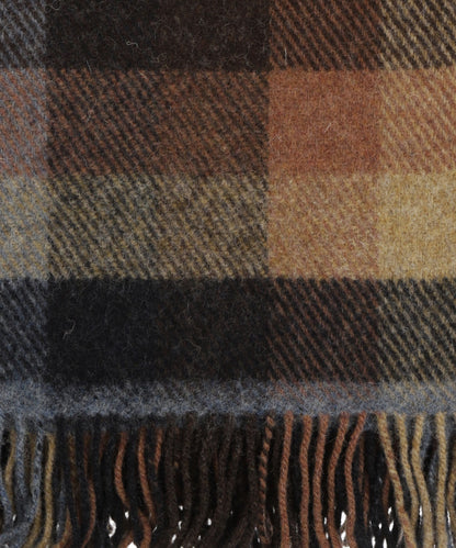 John Hanly Plaid Shetland | Brown CharcoalGrey Rust Box Plaid
