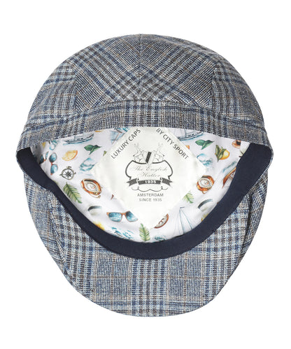Klassieke Cap 72% Zijde 28% Wol | Blauw Ruit