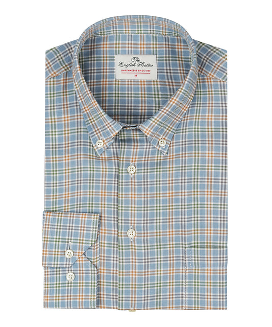 Shirt Button Down | Midden Blauw Multi Ruit