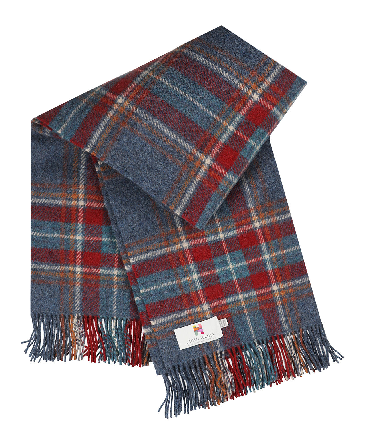 Irisches Karomuster aus Shetlandwolle | Denimblaues rostrotes Karomuster