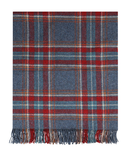 Irisches Karomuster aus Shetlandwolle | Denimblaues rostrotes Karomuster