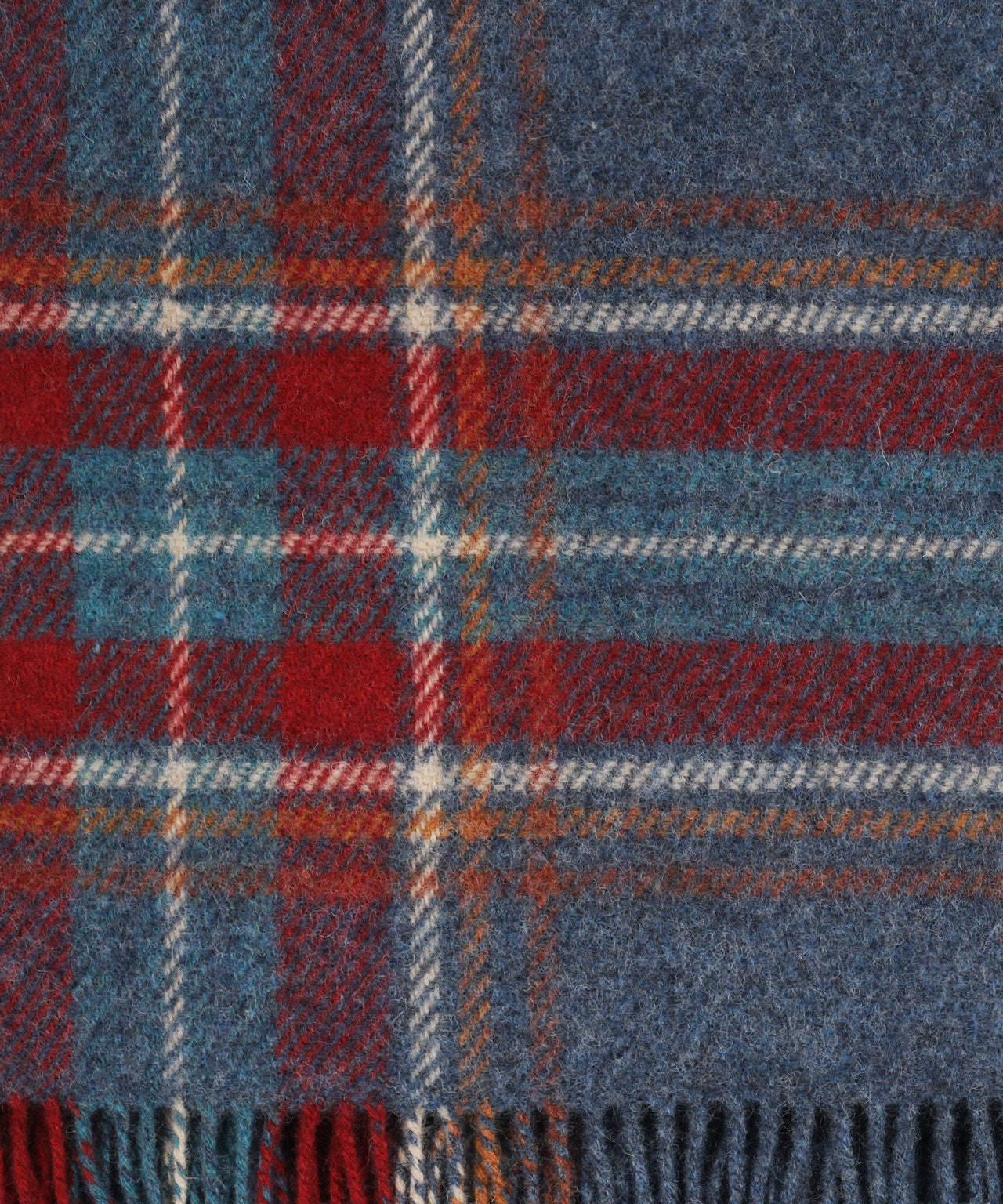 Irisches Karomuster aus Shetlandwolle | Denimblaues rostrotes Karomuster
