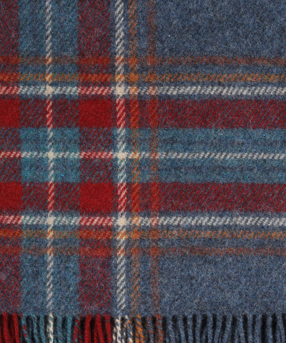 Irisches Karomuster aus Shetlandwolle | Denimblaues rostrotes Karomuster