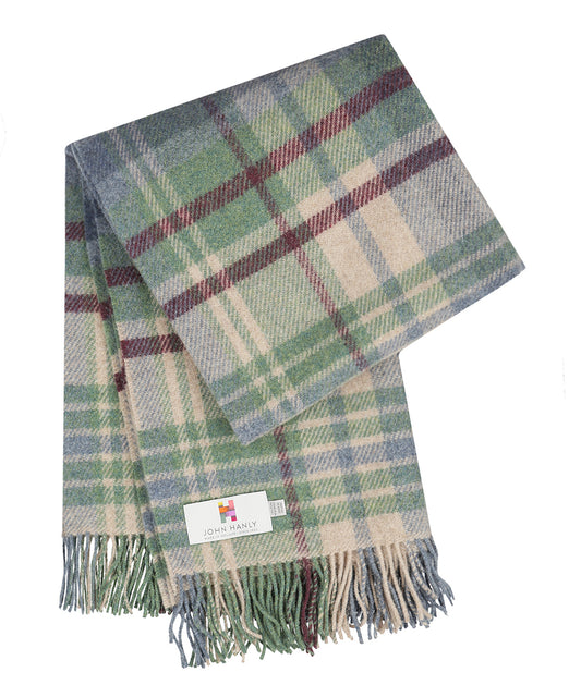 John Hanly Plaid Shetland | Denim Green Camel Burgundy Plaid