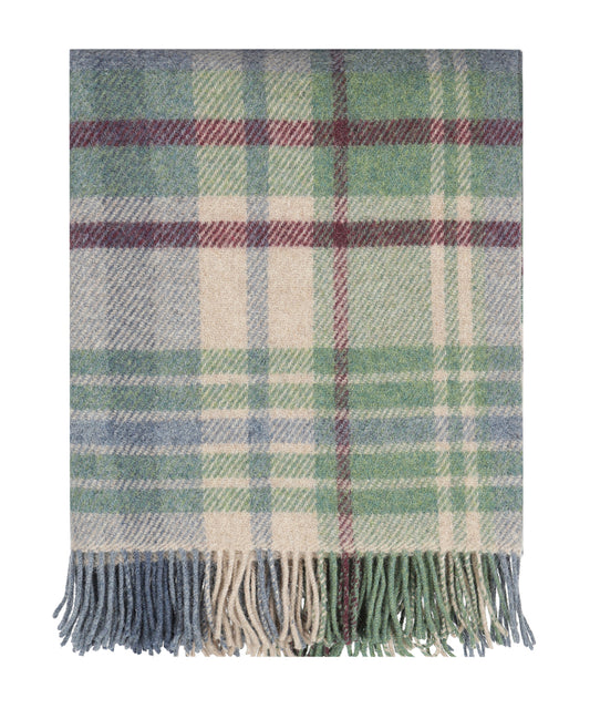John Hanly Plaid Shetland | Denim Green Camel Burgundy Plaid