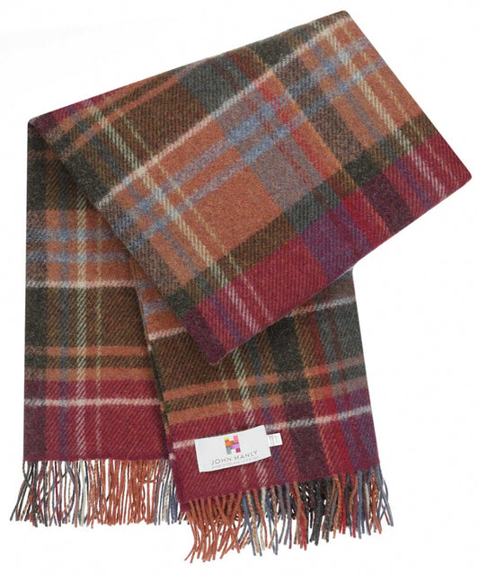 John Hanly Plaid Shetland | Green/Raspberry/Orange Plaid