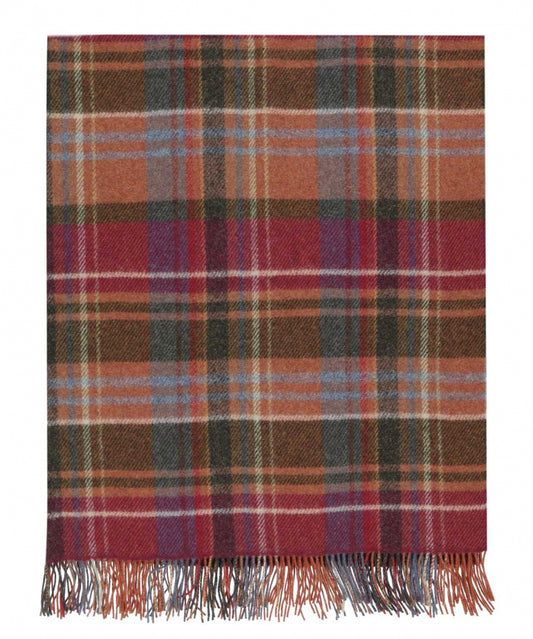 John Hanly Plaid Shetland | Green/Raspberry/Orange Plaid