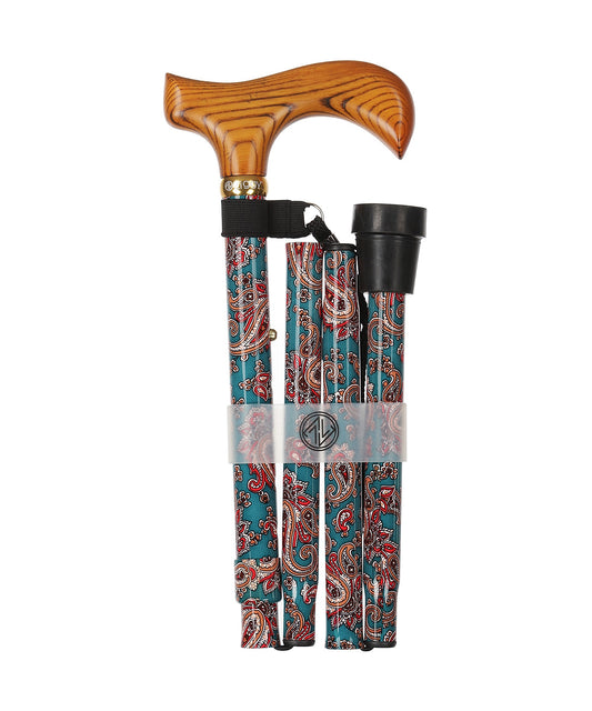 Folding Walking Stick | Groen Paisley