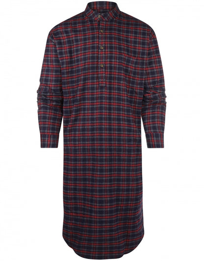 Flannel Nightshirt | Blauw/Rood kleine ruit