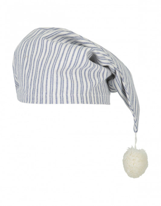 Flannel Nightcap | Wit/Blauw streepje