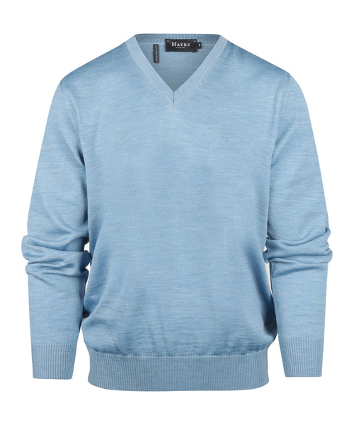 Pullover Merino wol v-hals | Blauw