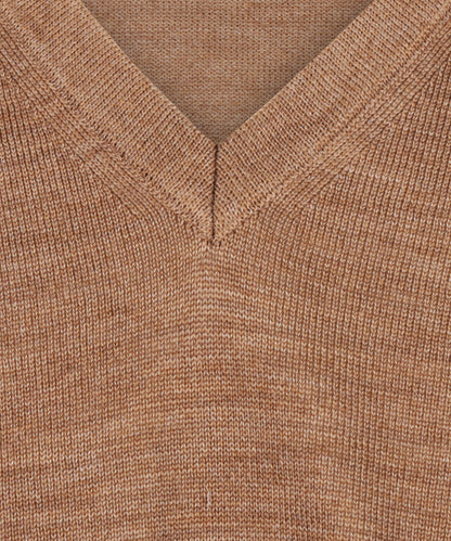 Merino wool v-neck sweater | Brown