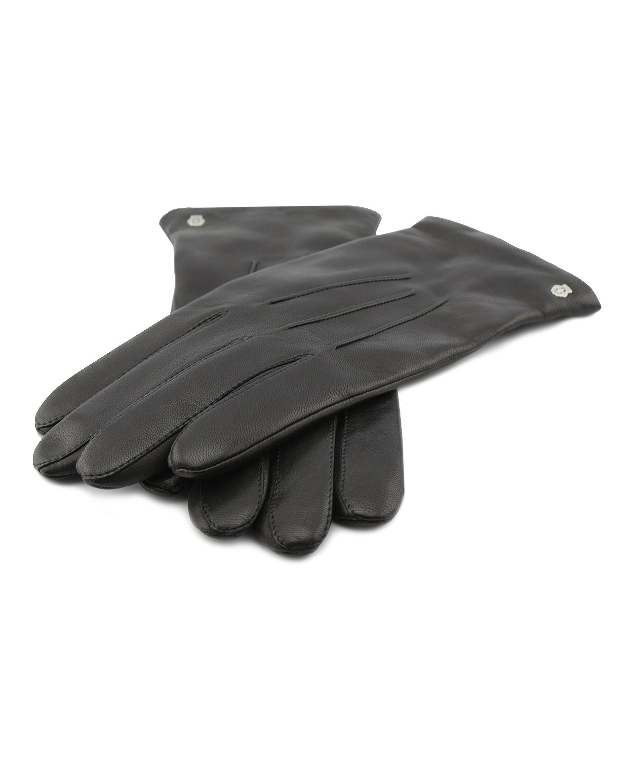 Handschuhleder mit Kaschmir | Schwarz