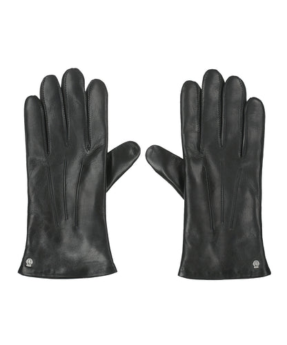 Handschuhleder mit Kaschmir | Schwarz