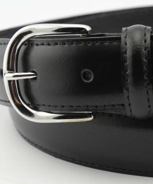 Leren Riem zilveren streep | Zwart